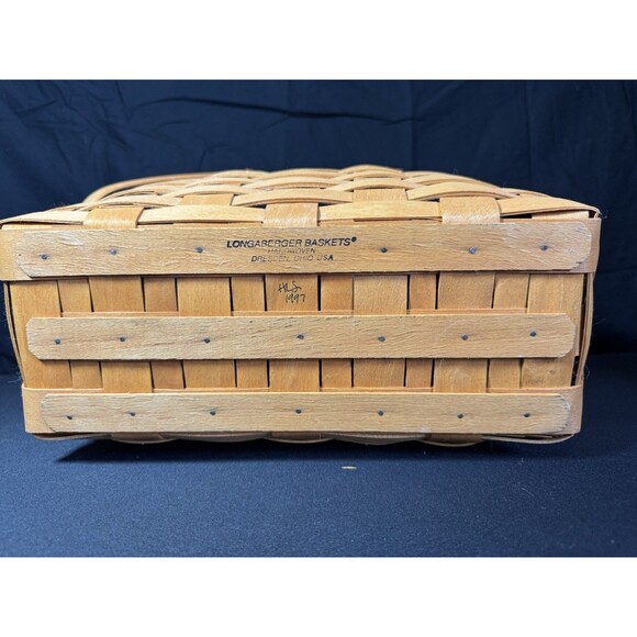 Vintage LONGABERGER 15"w x 11"h Rectangular Double Handle Market Magazine Basket - Picture 6 of 7